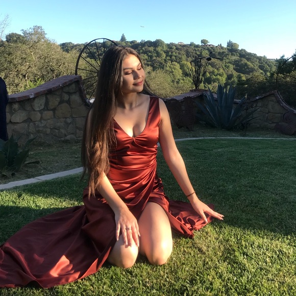 burnt orange dress prom